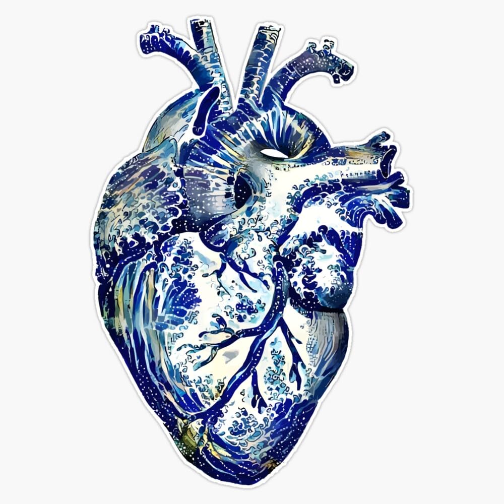Amazon.com: Human Heart and Big Wave Blue Color L Over of The
